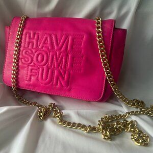 (NWOT) Hard To Find HSFT Pink Gabrielle Purse W/ Gold Chain & Dust Bag